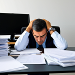 일제 근무와 사회적 불만 - The Stressed Professional**

"A fully clothed professional worker in Portugal, looking overwhelmed a...