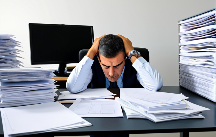 일제 근무와 사회적 불만 - The Stressed Professional**

"A fully clothed professional worker in Portugal, looking overwhelmed a...