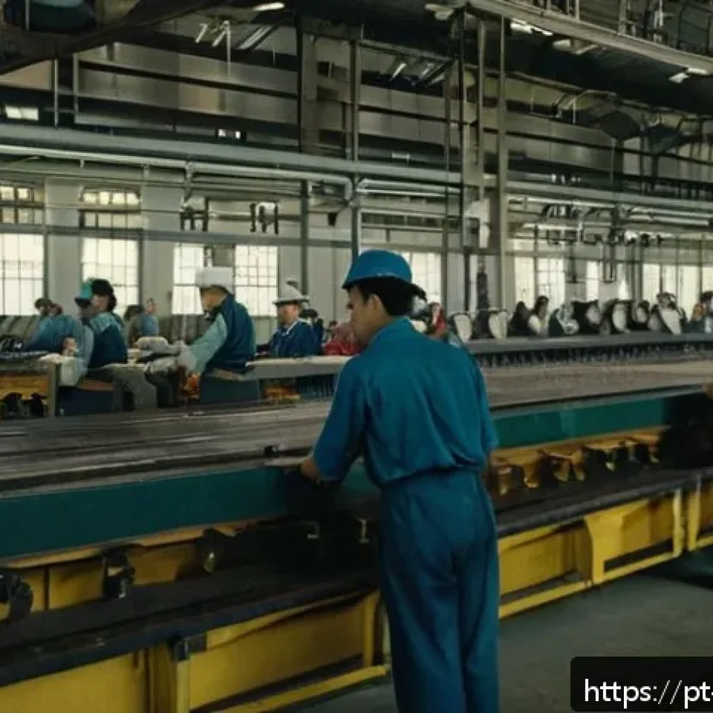 일제하 노동자의 고용과 해고 - A detailed scene depicting Brazilian factory workers during the Japanese occupation era, dressed in ...