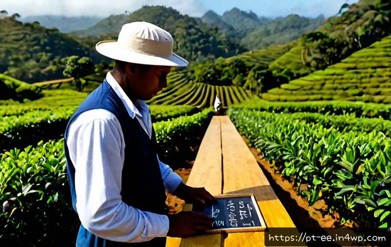 일제 강점기 인력 관리와 그 방법 - Photorealistic 1930s Brazilian coffee plantation workforce management scene, a Brazilian foreman in ...