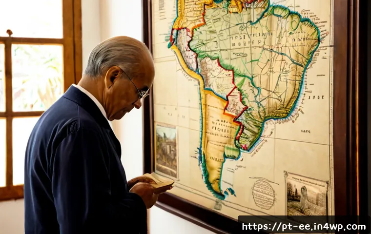 일제 근무와 한국의 정치적 무관심 - Photorealistic documentary-style scene in a Brazilian history museum, an older Portuguese-speaking v...